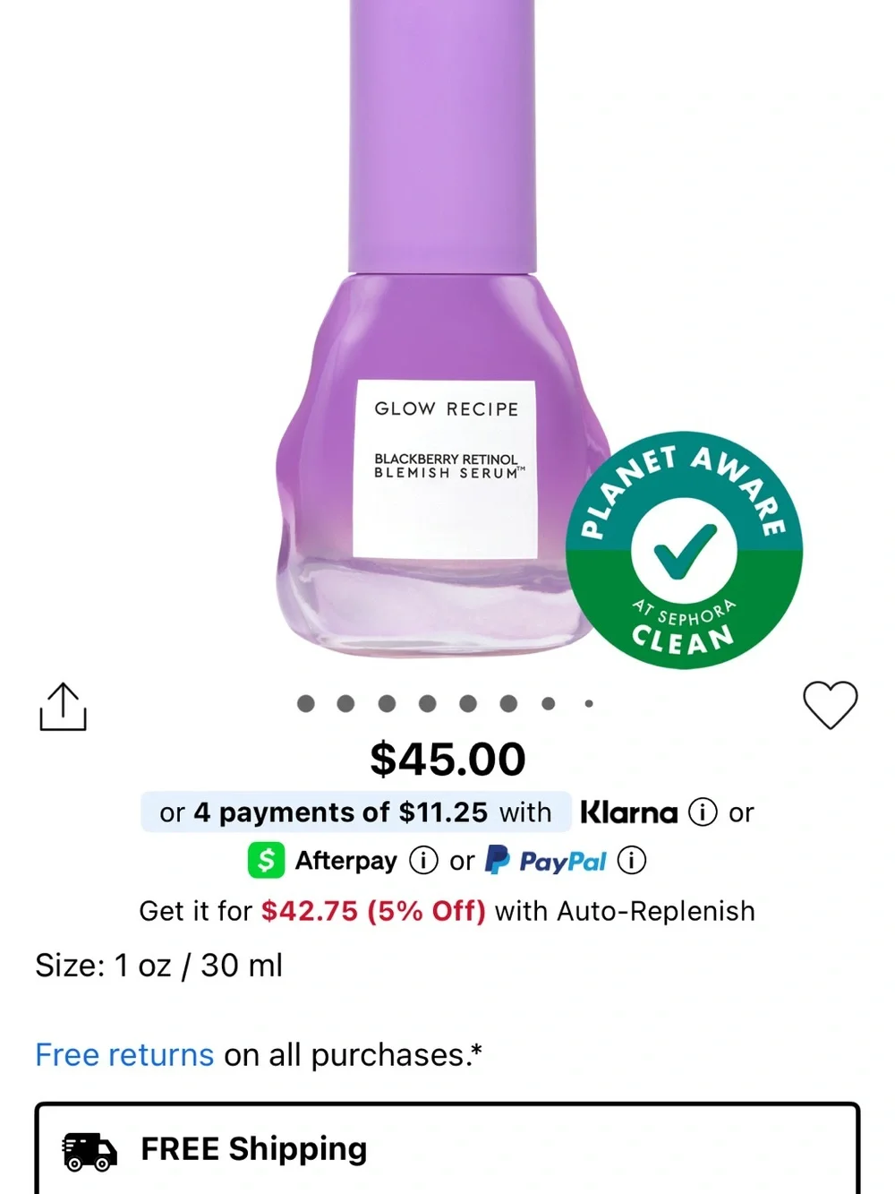 Glow Recipe Blackberry Retinol Blemish Serum - Purple & White